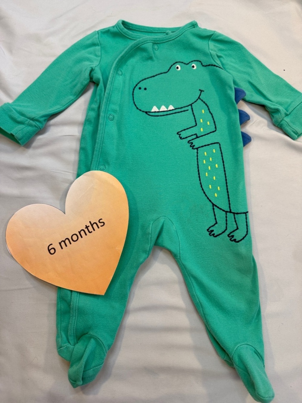 Carter's Teal Green Dinosaur Footed One-Piece